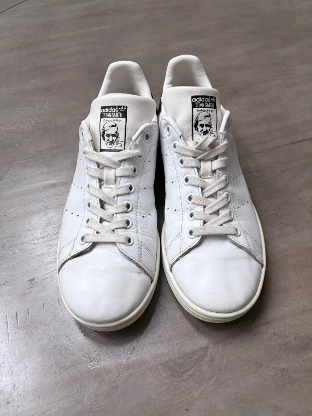 Adidas White with Navy, Stan Smith Sneakers.